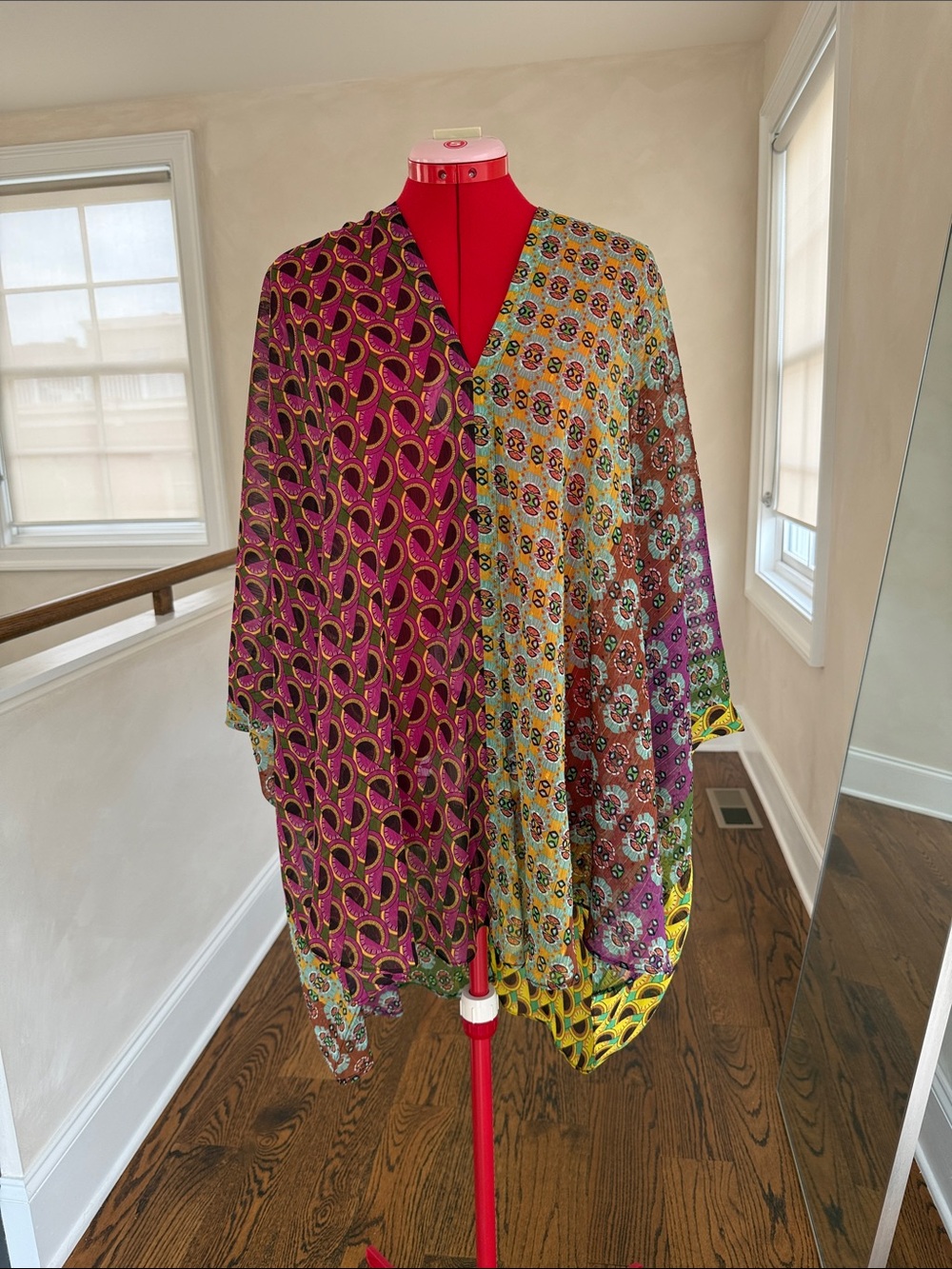Boho Patchwork Kimono Jacket in Multi-Color Print